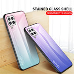Tempered Glass Design Gradient Color Pattern TPU Frame Hybrid Shockproof Phone Case for Samsung Galaxy A22 4G (EU Version)