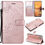 For Samsung Galaxy A22 5G (EU) Wallet Case Floral Butterfly Imprinted Leather Phone Cover Stand