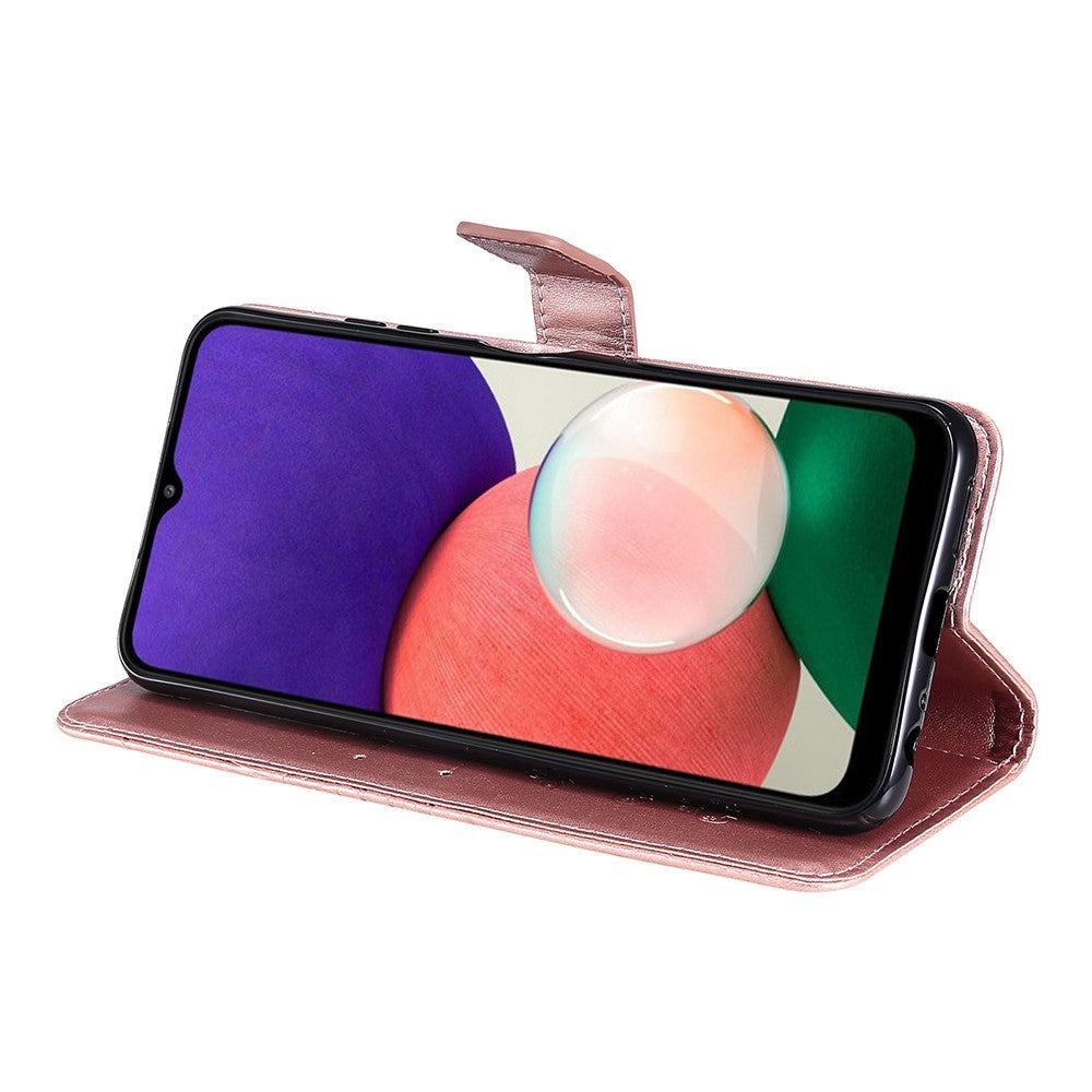 For Samsung Galaxy A22 5G (EU) Wallet Case Floral Butterfly Imprinted Leather Phone Cover Stand
