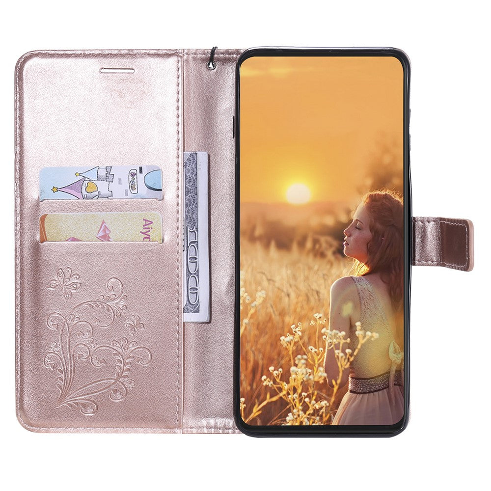 For Samsung Galaxy A22 5G (EU) Wallet Case Floral Butterfly Imprinted Leather Phone Cover Stand