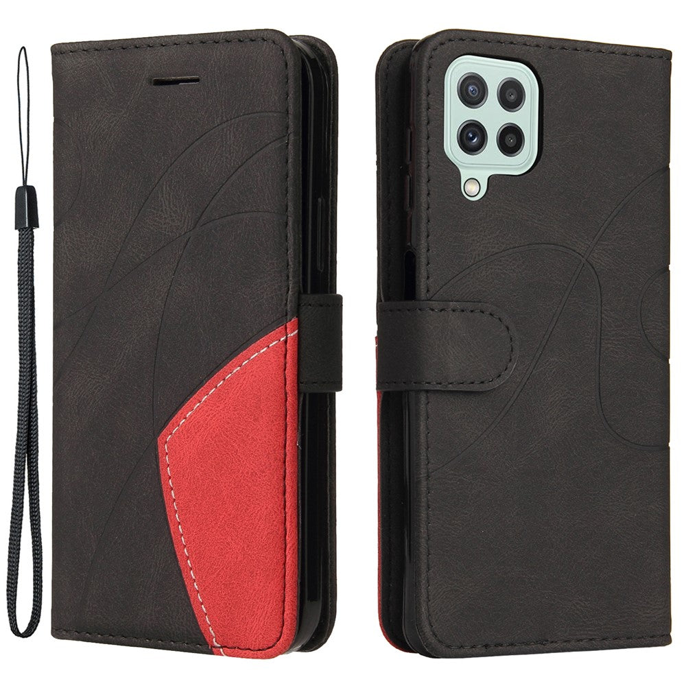 Til Samsung Galaxy A22 4G (EU-version) Lædercover Pung Stand Farve Splejsning Telefoncover