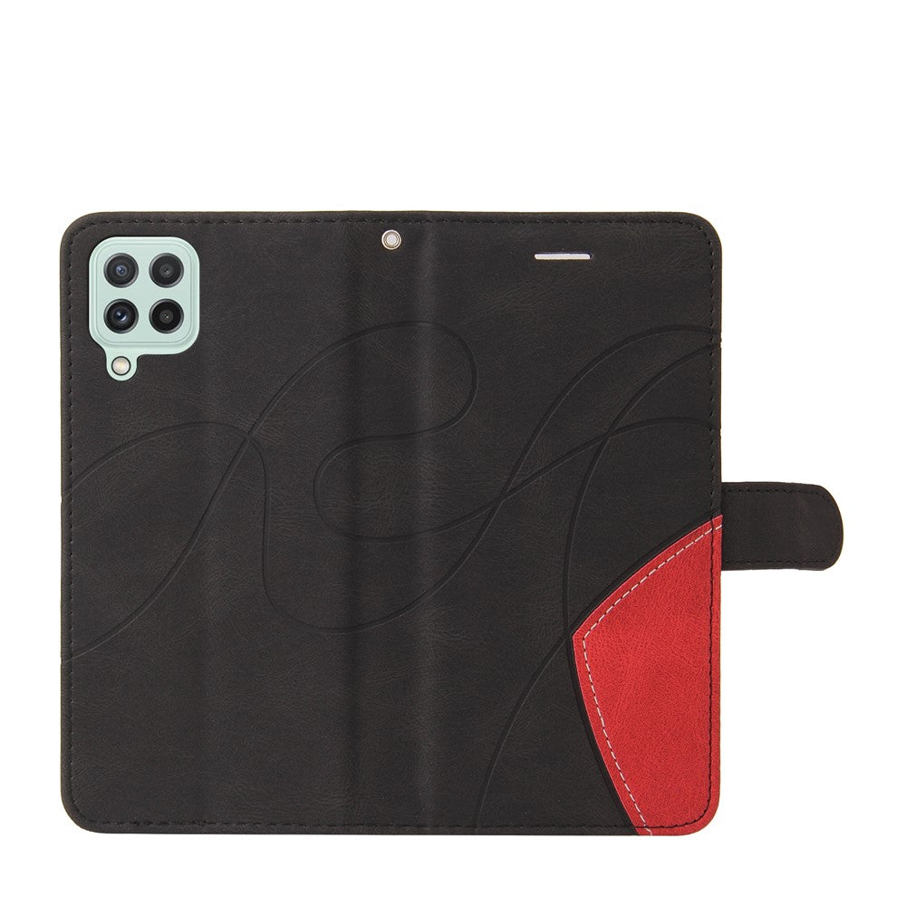 Til Samsung Galaxy A22 4G (EU-version) Lædercover Pung Stand Farve Splejsning Telefoncover