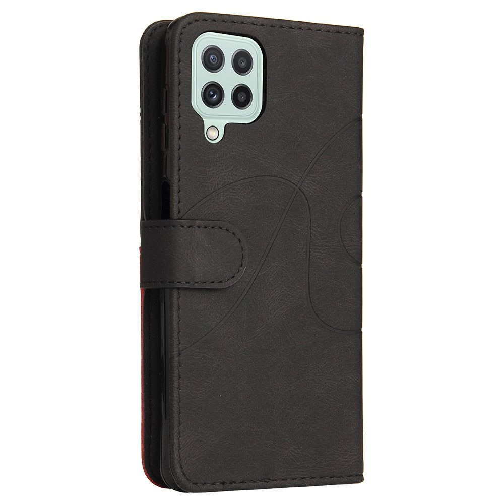 Til Samsung Galaxy A22 4G (EU-version) Lædercover Pung Stand Farve Splejsning Telefoncover