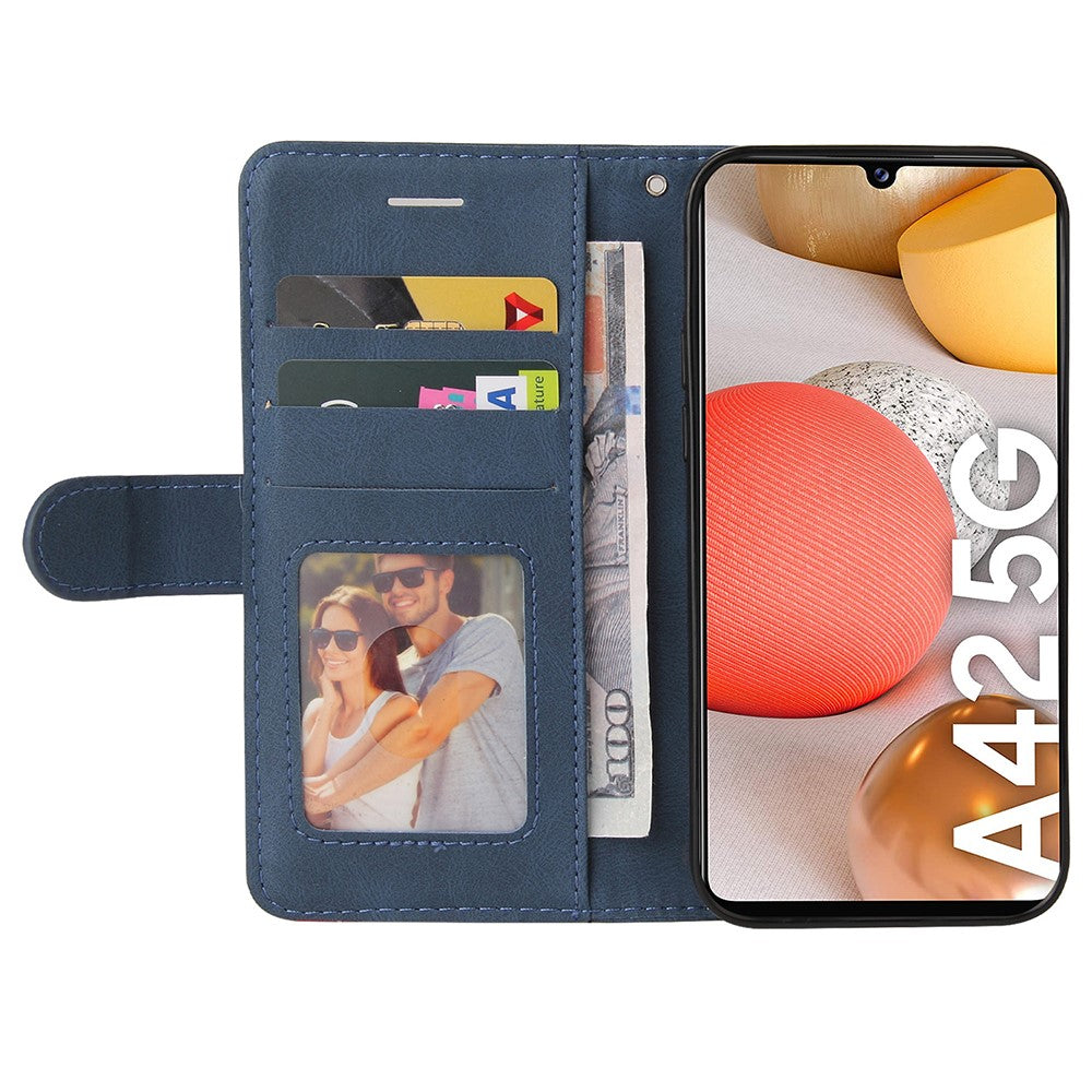 For Samsung Galaxy A42 5G Leather Case Wallet Stand Color Splicing Phone Cover