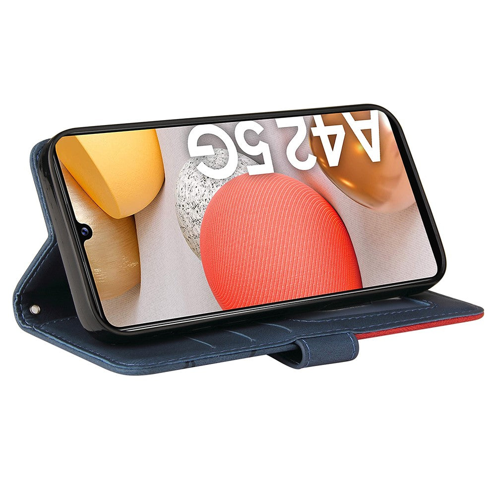 For Samsung Galaxy A42 5G Leather Case Wallet Stand Color Splicing Phone Cover