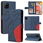 For Samsung Galaxy A42 5G Leather Case Wallet Stand Color Splicing Phone Cover