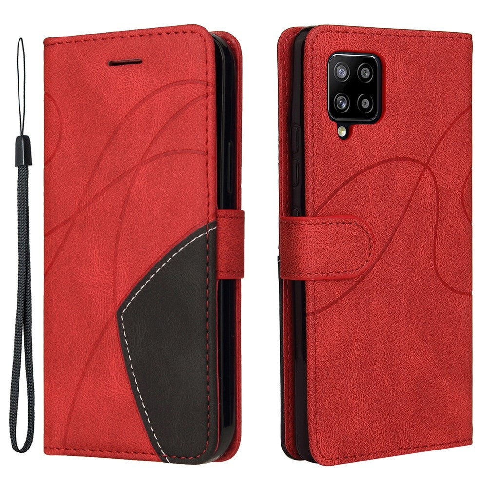 For Samsung Galaxy A42 5G Leather Case Wallet Stand Color Splicing Phone Cover