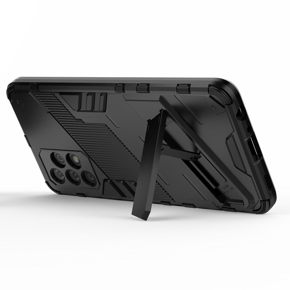 Kraftigt, Stødabsorberende Hybrid Cover i Hård PC og Blød TPU med Foldbar Støttefod til Samsung Galaxy A32 4G (EU Version)