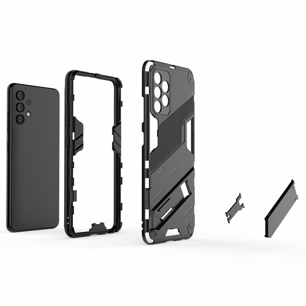 Kraftigt, Stødabsorberende Hybrid Cover i Hård PC og Blød TPU med Foldbar Støttefod til Samsung Galaxy A32 4G (EU Version)