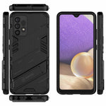 Kraftigt, Stødabsorberende Hybrid Cover i Hård PC og Blød TPU med Foldbar Støttefod til Samsung Galaxy A32 4G (EU Version)