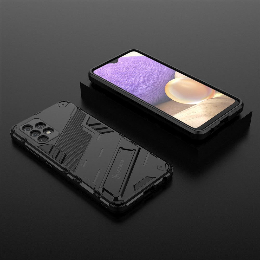Kraftigt, Stødabsorberende Hybrid Cover i Hård PC og Blød TPU med Foldbar Støttefod til Samsung Galaxy A32 4G (EU Version)