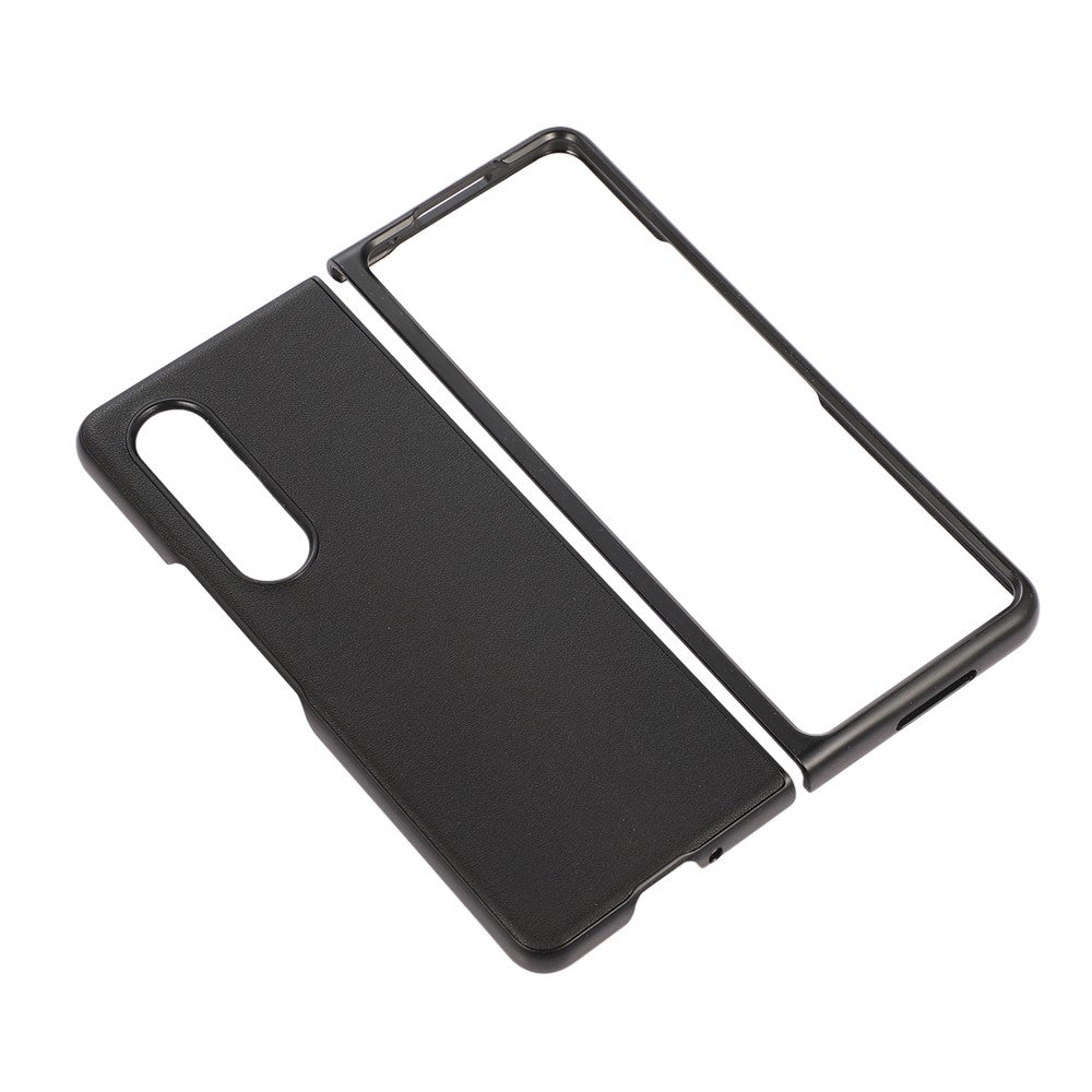 PC + Genuine Leather Back Phone Case Cover for Samsung Galaxy Z Fold3 5G Close-Fit 180-Degree Folding