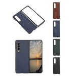 PC + Genuine Leather Back Phone Case Cover for Samsung Galaxy Z Fold3 5G Close-Fit 180-Degree Folding