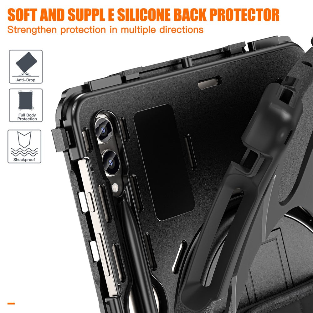 Etui til Samsung Galaxy Tab S9 FE+ / S9+ / S8+ / S7+ / S7 FE T730 T735 T736B T736N tablet-cover med skulderrem
