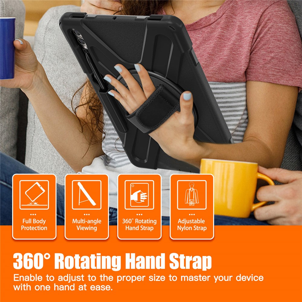 Etui til Samsung Galaxy Tab S9 FE+ / S9+ / S8+ / S7+ / S7 FE T730 T735 T736B T736N tablet-cover med skulderrem