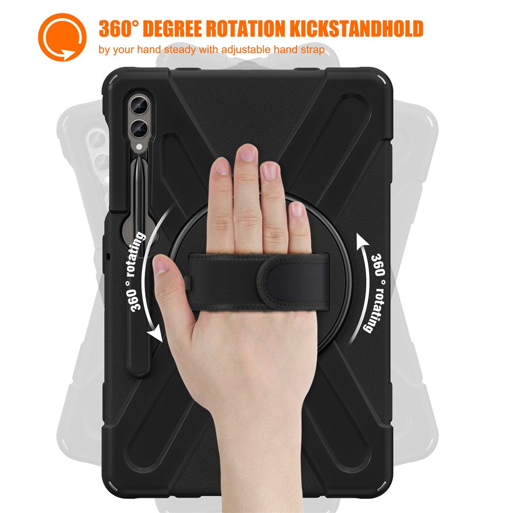 Etui til Samsung Galaxy Tab S9 FE+ / S9+ / S8+ / S7+ / S7 FE T730 T735 T736B T736N tablet-cover med skulderrem