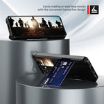 ZM02 Fallskyddande PU-läderbelagt TPU-hybridskal med korthållare och inbyggt magnetiskt ark för Samsung Galaxy S21 Ultra 5G