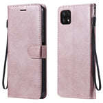 Til Samsung Galaxy A22 5G (EU Version) Etui Ensfarvet Læder Mobilcover Pung Stander med Rem