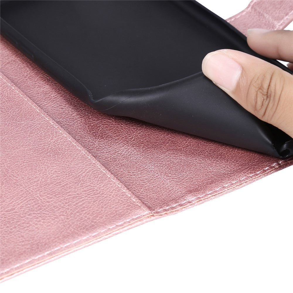 Til Samsung Galaxy A22 5G (EU Version) Etui Ensfarvet Læder Mobilcover Pung Stander med Rem