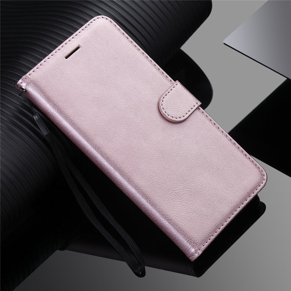 Til Samsung Galaxy A22 5G (EU Version) Etui Ensfarvet Læder Mobilcover Pung Stander med Rem