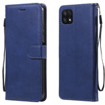 Til Samsung Galaxy A22 5G (EU Version) Etui Ensfarvet Læder Mobilcover Pung Stander med Rem