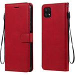 Til Samsung Galaxy A22 5G (EU Version) Etui Ensfarvet Læder Mobilcover Pung Stander med Rem
