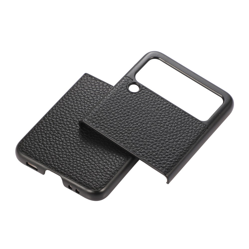 For Samsung Galaxy Z Flip 3 Litchi Skin Texture Genuine Leather Protective Ultra-Thin Anti-Slip Hard Back Cover