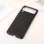 For Samsung Galaxy Z Flip 3 Litchi Skin Texture Genuine Leather Protective Ultra-Thin Anti-Slip Hard Back Cover