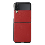For Samsung Galaxy Z Flip 3 Litchi Skin Texture Genuine Leather Protective Ultra-Thin Anti-Slip Hard Back Cover