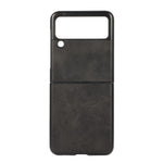 Lightweight Hybrid PU Leather Cowhide Grain Hard PC Anti-Scratch Shock-Proof Bumper Case for Samsung Galaxy Z Flip3 5G