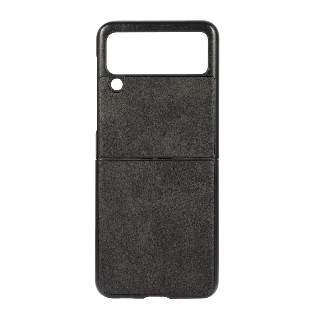 Lightweight Hybrid PU Leather Cowhide Grain Hard PC Anti-Scratch Shock-Proof Bumper Case for Samsung Galaxy Z Flip3 5G