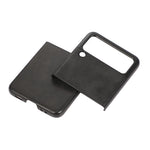 Lightweight Hybrid PU Leather Cowhide Grain Hard PC Anti-Scratch Shock-Proof Bumper Case for Samsung Galaxy Z Flip3 5G