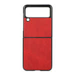 Lightweight Hybrid PU Leather Cowhide Grain Hard PC Anti-Scratch Shock-Proof Bumper Case for Samsung Galaxy Z Flip3 5G