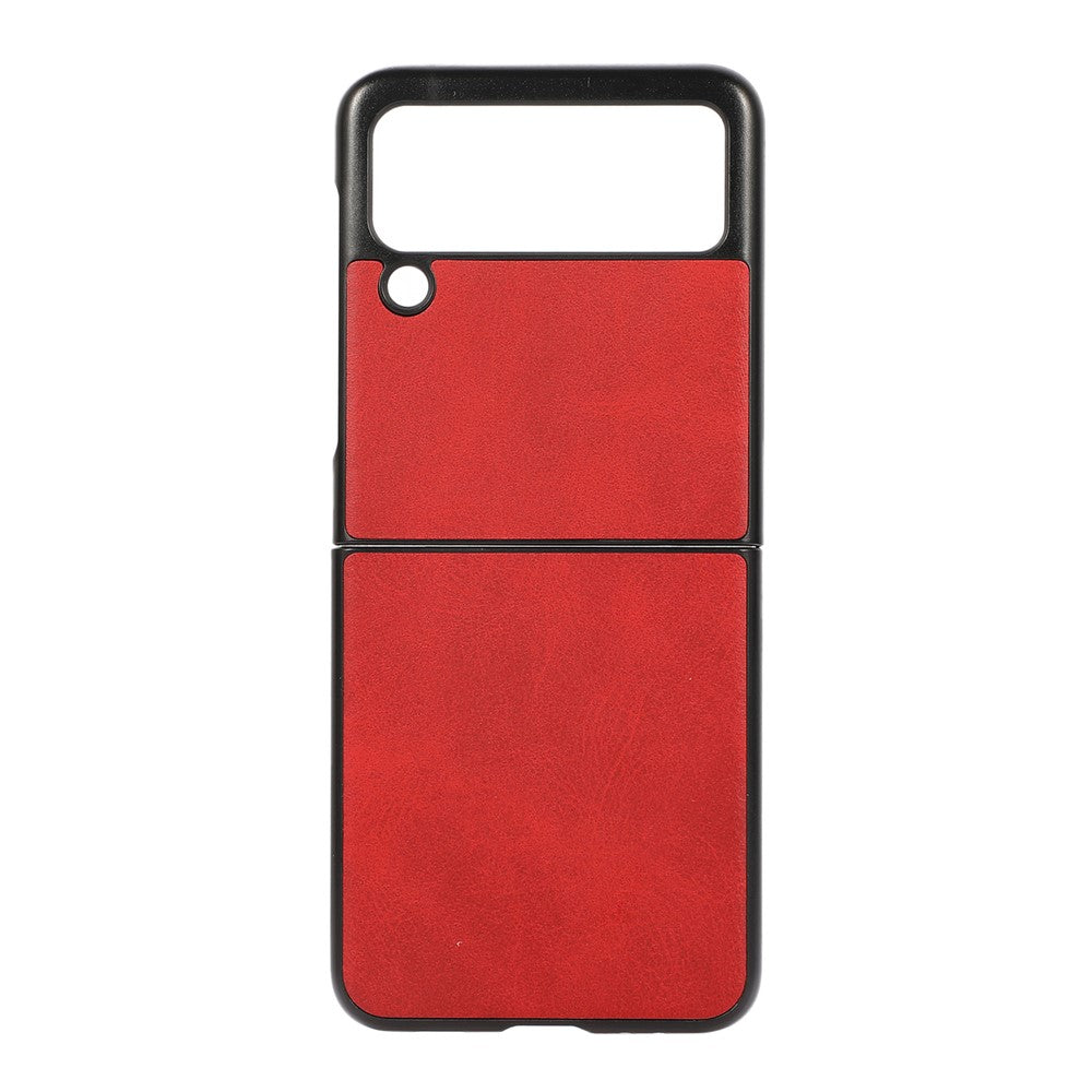 Lightweight Hybrid PU Leather Cowhide Grain Hard PC Anti-Scratch Shock-Proof Bumper Case for Samsung Galaxy Z Flip3 5G