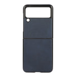 Lightweight Hybrid PU Leather Cowhide Grain Hard PC Anti-Scratch Shock-Proof Bumper Case for Samsung Galaxy Z Flip3 5G