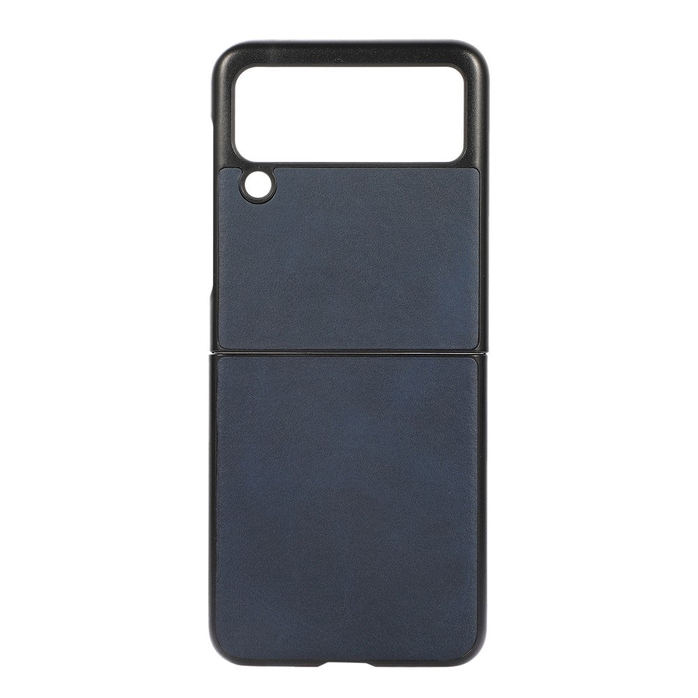 Lightweight Hybrid PU Leather Cowhide Grain Hard PC Anti-Scratch Shock-Proof Bumper Case for Samsung Galaxy Z Flip3 5G