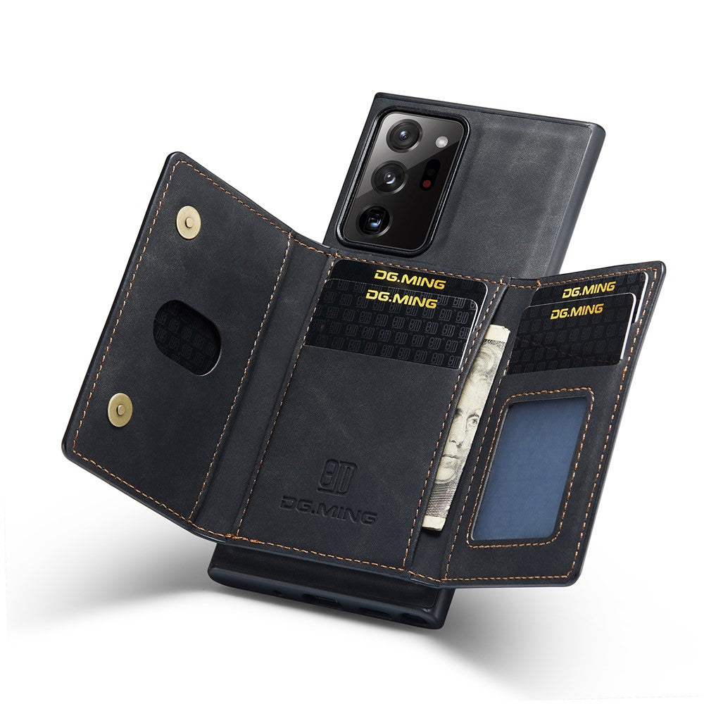 DG.MING M2-serien magnetisk trefoldet pung-stativ lædercover til Samsung Galaxy Note20 Ultra/Note20 Ultra 5G