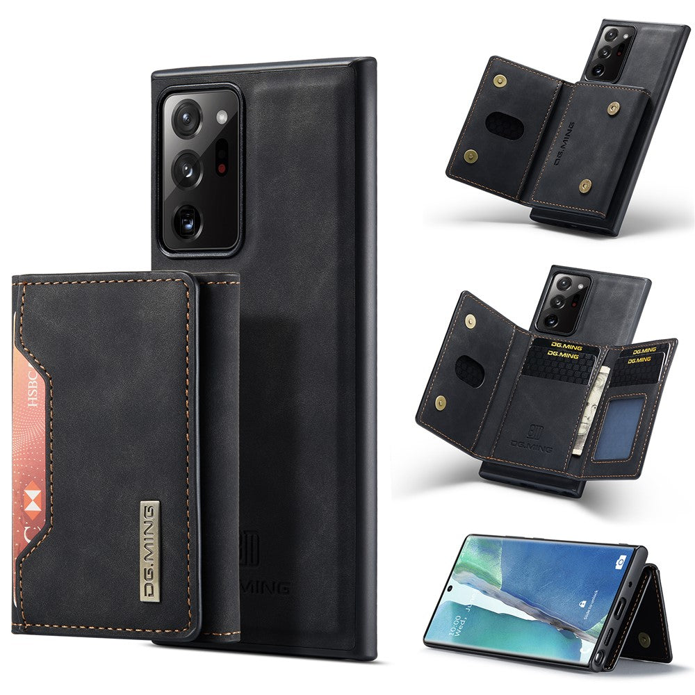 DG.MING M2-serien magnetisk trefoldet pung-stativ lædercover til Samsung Galaxy Note20 Ultra/Note20 Ultra 5G