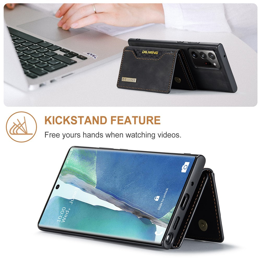 DG.MING M2-serien magnetisk trefoldet pung-stativ lædercover til Samsung Galaxy Note20 Ultra/Note20 Ultra 5G