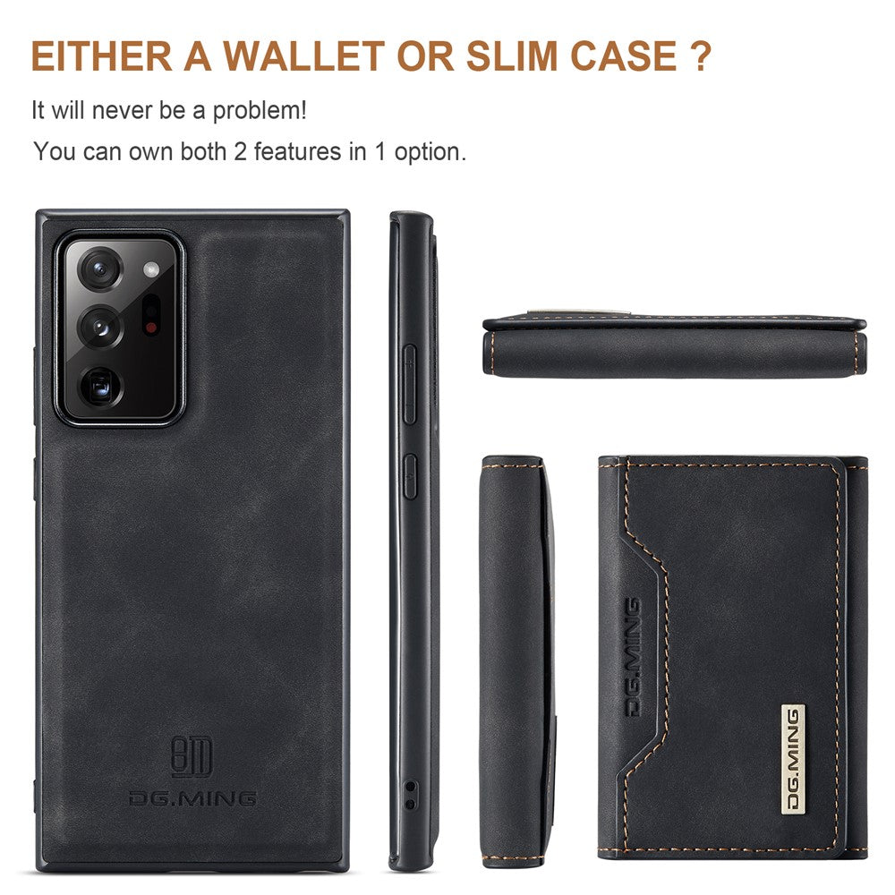 DG.MING M2-serien magnetisk trefoldet pung-stativ lædercover til Samsung Galaxy Note20 Ultra/Note20 Ultra 5G