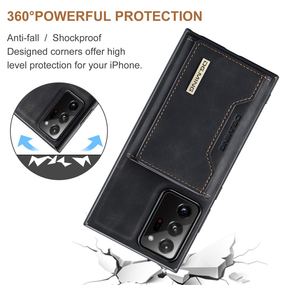 DG.MING M2-serien magnetisk trefoldet pung-stativ lædercover til Samsung Galaxy Note20 Ultra/Note20 Ultra 5G