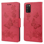 Imprint Butterfly Flower Leather Wallet Case with Stand for Samsung Galaxy A03s (166.5mm)