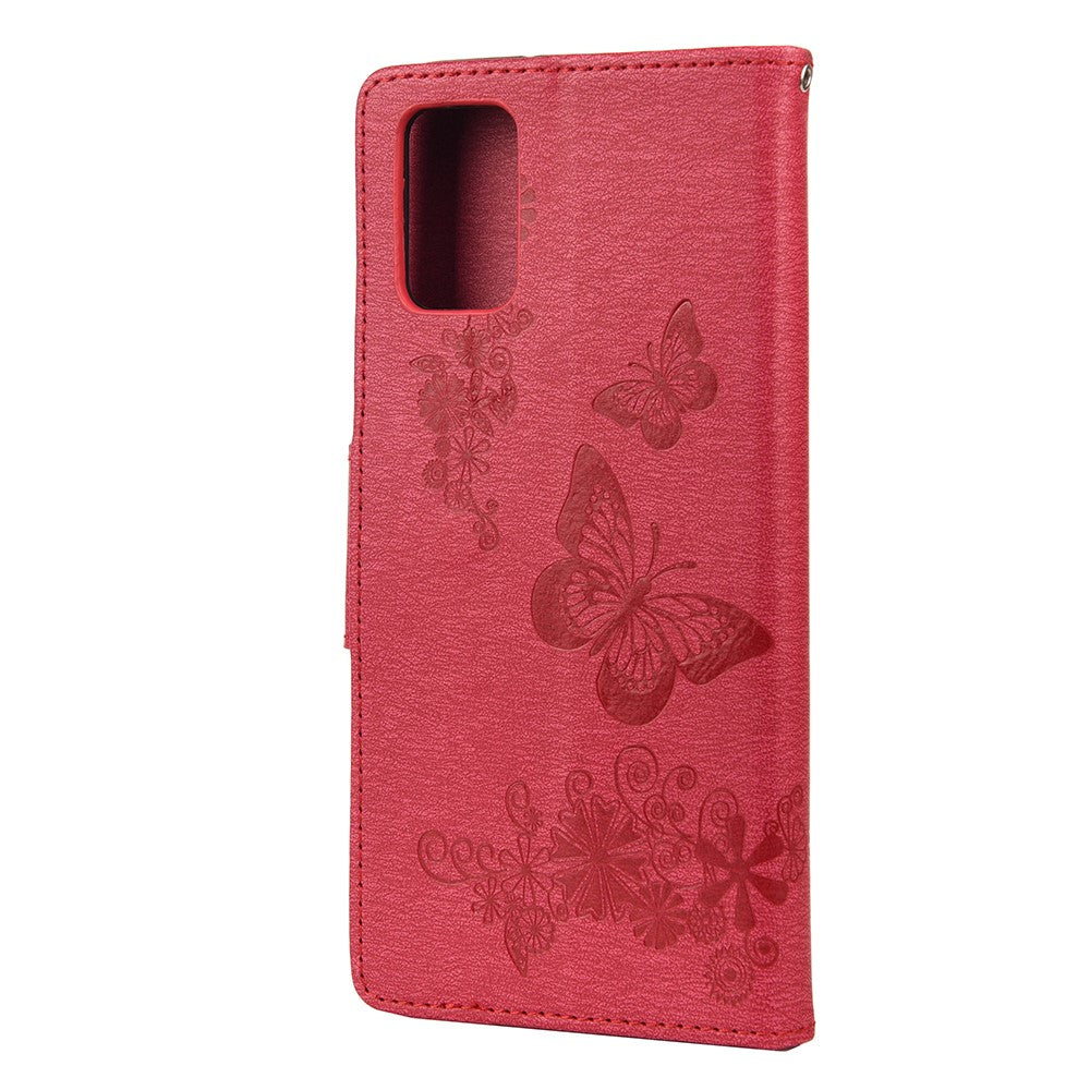 Imprint Butterfly Flower Leather Wallet Case with Stand for Samsung Galaxy A03s (166.5mm)