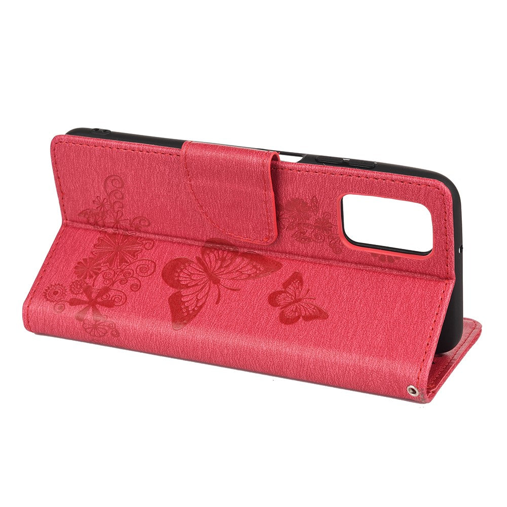 Imprint Butterfly Flower Leather Wallet Case with Stand for Samsung Galaxy A03s (166.5mm)