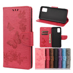 Imprint Butterfly Flower Leather Wallet Case with Stand for Samsung Galaxy A03s (166.5mm)