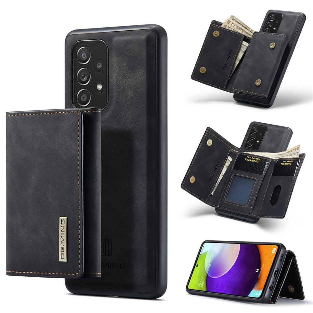 DG.MING M1 Series Anti-fall Kickstand Design Phone Case with Detachable Magnetic Wallet for Samsung Galaxy A52 4G/5G / A52s 5G