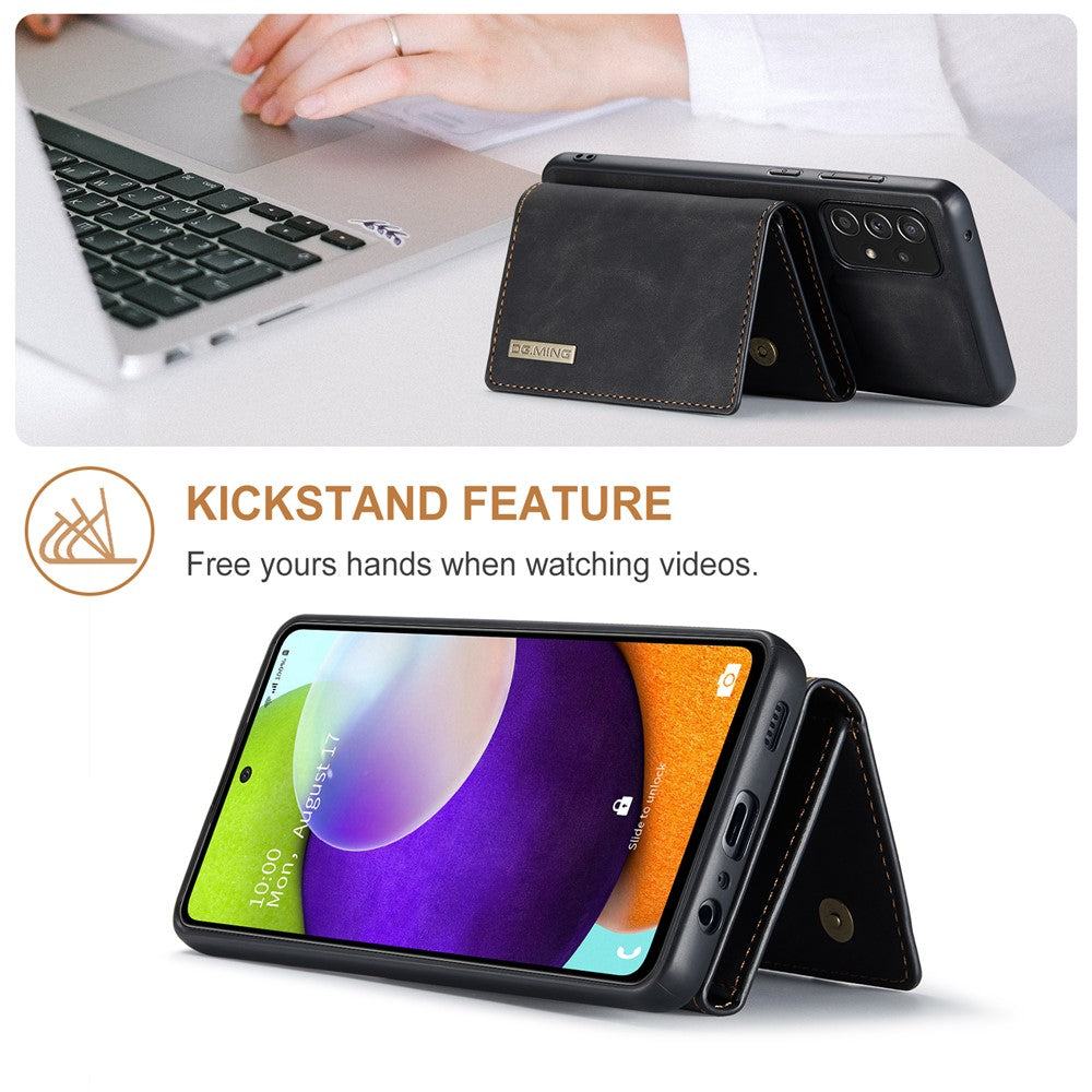 DG.MING M1 Series Anti-fall Kickstand Design Phone Case with Detachable Magnetic Wallet for Samsung Galaxy A52 4G/5G / A52s 5G