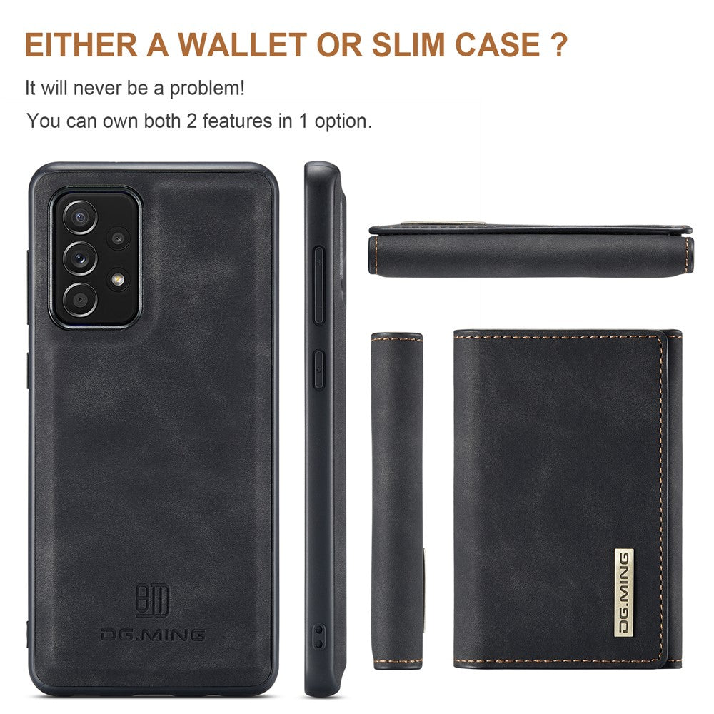 DG.MING M1 Series Anti-fall Kickstand Design Phone Case with Detachable Magnetic Wallet for Samsung Galaxy A52 4G/5G / A52s 5G