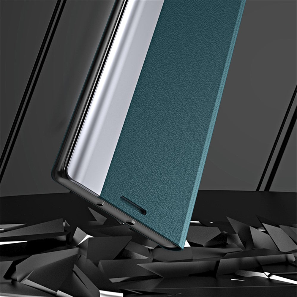 Självabsorberande stativfodral i läder för Samsung Galaxy S21 Ultra 5G