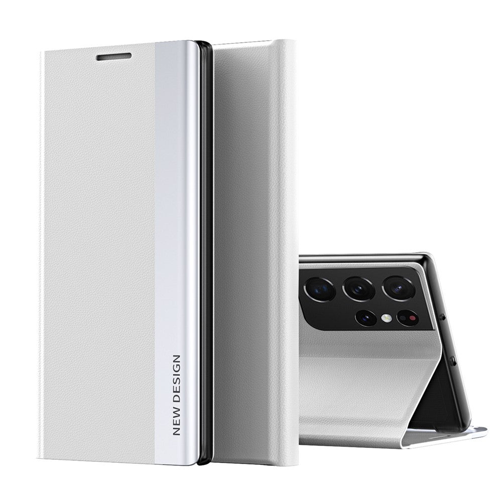 Självabsorberande stativfodral i läder för Samsung Galaxy S21 Ultra 5G